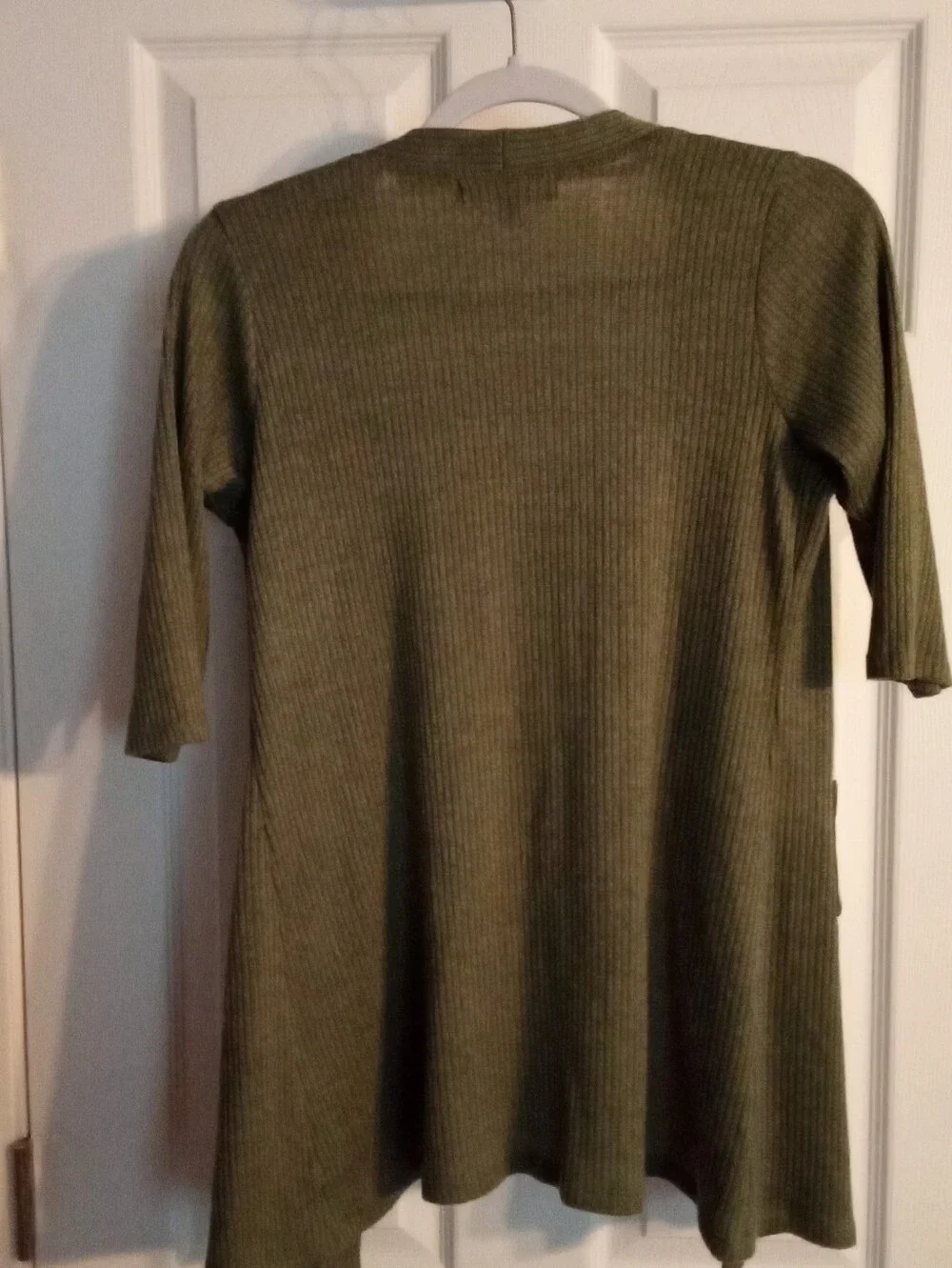 Three Hearts Olive Ribbed Open-Front Cardigan with Pockets Girls XL